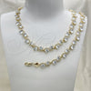 Oro Laminado Necklace and Bracelet, Gold Filled Style Heart Design, with White Cubic Zirconia, Polished, Golden Finish, 06.284.0010