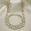 Oro Laminado Necklace and Bracelet, Gold Filled Style Heart Design, with White Cubic Zirconia, Polished, Golden Finish, 06.284.0010