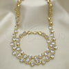 Oro Laminado Necklace and Bracelet, Gold Filled Style Heart Design, with White Cubic Zirconia, Polished, Golden Finish, 06.284.0010