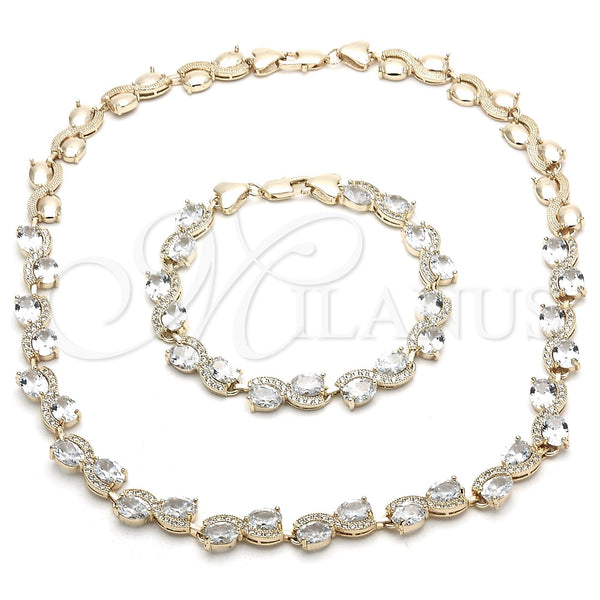 Gold Filled Bracelet — Necklace and Bracelet Heart Design with White Cubic — main product view — SKU 116736 | Oro Laminado brazalete — Necklace and Bracelet corazón diseño with blanco Cubic — SKU 116736