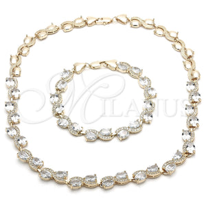 Gold Filled Bracelet — Necklace and Bracelet Heart Design with White Cubic — main product view — SKU 116736 | Oro Laminado brazalete — Necklace and Bracelet corazón diseño with blanco Cubic — SKU 116736