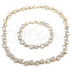 Oro Laminado Necklace and Bracelet, Gold Filled Style Heart Design, with White Cubic Zirconia, Polished, Golden Finish, 06.284.0010