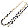 Oro Laminado Necklace and Bracelet, Gold Filled Style Heart Design, with Sapphire Blue and White Cubic Zirconia, Polished, Golden Finish, 06.284.0010.2