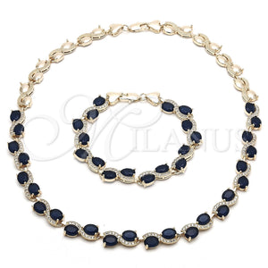 Gold Filled Bracelet — Necklace and Bracelet Heart Design with Sapphire Blue — main product view — SKU 116738 | Oro Laminado brazalete — Necklace and Bracelet corazón diseño with Sapphire Blue — SKU 116738