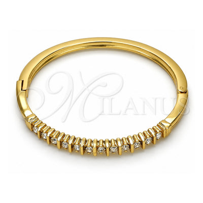 Oro Laminado Individual Bangle, Gold Filled Style with White Crystal, Polished, Golden Finish, 07.252.0045.04 (04 MM Thickness, Size 4 (2.25 Diameter))
