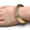 Oro Laminado Individual Bangle, Gold Filled Style with White Crystal, Polished, Golden Finish, 07.252.0046.05 (09 MM Thickness, Size 5 (2.50 Diameter))