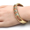 Oro Laminado Individual Bangle, Gold Filled Style with White Crystal, Polished, Golden Finish, 07.252.0048.05 (12 MM Thickness, Size 5 (2.50 Diameter))