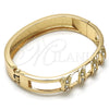 Oro Laminado Individual Bangle, Gold Filled Style with White Crystal, Polished, Golden Finish, 07.252.0048.05 (12 MM Thickness, Size 5 (2.50 Diameter))
