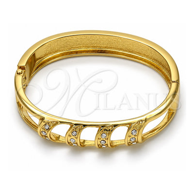 Oro Laminado Individual Bangle, Gold Filled Style with White Crystal, Polished, Golden Finish, 07.252.0048.05 (12 MM Thickness, Size 5 (2.50 Diameter))