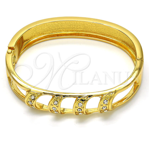 Oro Laminado Individual Bangle, Gold Filled Style with White Crystal, Polished, Golden Finish, 07.252.0048.05 (12 MM Thickness, Size 5 (2.50 Diameter))