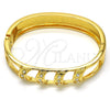 Oro Laminado Individual Bangle, Gold Filled Style with White Crystal, Polished, Golden Finish, 07.252.0048.05 (12 MM Thickness, Size 5 (2.50 Diameter))