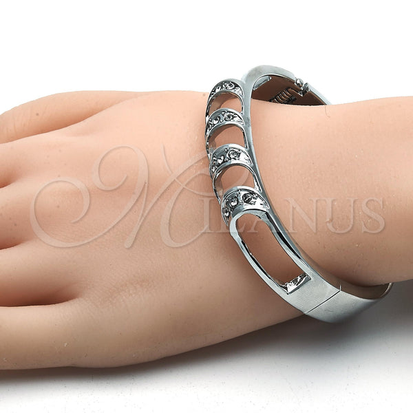 White Gold Filled Jewelry — Individual Bangle with White Crystal Polished 07. 12 — alternate product view — SKU 116756 | Oro Laminado Blanco joyería — Individual Bangle with cristal blanco pulido 07. 12 — SKU 116756
