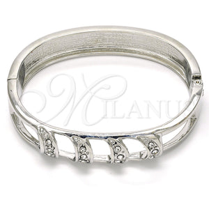 White Gold Filled Jewelry — Individual Bangle with White Crystal Polished 07. 12 — main product view — SKU 116756 | Oro Laminado Blanco joyería — Individual Bangle with cristal blanco pulido 07. 12 — SKU 116756
