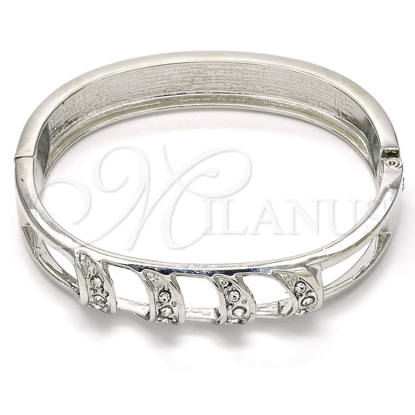 White Gold Filled Jewelry — Individual Bangle with White Crystal Polished 07. 12 — main product view — SKU 116756 | Oro Laminado Blanco joyería — Individual Bangle with cristal blanco pulido 07. 12 — SKU 116756