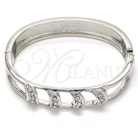 Rhodium Gold Filled Individual Bangle, with White Crystal, Polished, Rhodium Finish, 07.252.0048.1.05 (12 MM Thickness, Size 5 (2.50 Diameter))