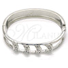 Rhodium Gold Filled Individual Bangle, with White Crystal, Polished, Rhodium Finish, 07.252.0048.1.05 (12 MM Thickness, Size 5 (2.50 Diameter))
