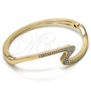 Oro Laminado Individual Bangle, Gold Filled Style with White Crystal, Polished, Golden Finish, 07.252.0049.04 (04 MM Thickness, Size 4 (2.25 Diameter))