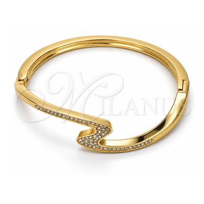 Oro Laminado Individual Bangle, Gold Filled Style with White Crystal, Polished, Golden Finish, 07.252.0049.04 (04 MM Thickness, Size 4 (2.25 Diameter))