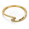 Oro Laminado Individual Bangle, Gold Filled Style with White Crystal, Polished, Golden Finish, 07.252.0049.04 (04 MM Thickness, Size 4 (2.25 Diameter))