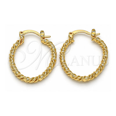 Oro Laminado Small Hoop, Gold Filled Style Twist Design, Polished, Golden Finish, 02.170.0189.20