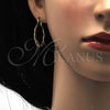 Oro Laminado Medium Hoop, Gold Filled Style Twist Design, Diamond Cutting Finish, Tricolor, 02.170.0190.30