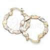 Oro Laminado Medium Hoop, Gold Filled Style Twist Design, Diamond Cutting Finish, Tricolor, 02.170.0190.30