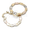 Oro Laminado Medium Hoop, Gold Filled Style Twist Design, Diamond Cutting Finish, Tricolor, 02.170.0190.30