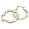 Oro Laminado Medium Hoop, Gold Filled Style Twist Design, Diamond Cutting Finish, Tricolor, 02.170.0190.30
