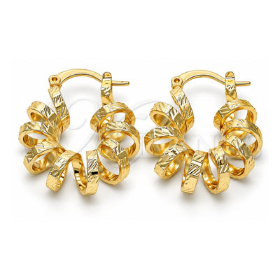 Oro Laminado Small Hoop, Gold Filled Style Spiral Design, Polished, Golden Finish, 02.170.0191.20