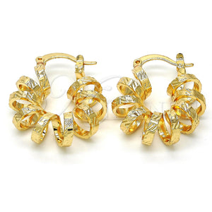 Gold Filled Hoop Earrings — Small Hoop Spiral Design Polished 02. — main product view — SKU 116763 | Oro Laminado aretes de aro — Small Hoop Spiral diseño pulido 02. — SKU 116763