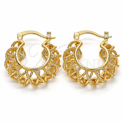 Oro Laminado Small Hoop, Gold Filled Style Twist Design, Polished, Golden Finish, 02.170.0193.20