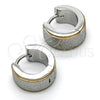 Stainless Steel Huggie Hoop, Matte Finish, Two Tone, 02.216.0033.15