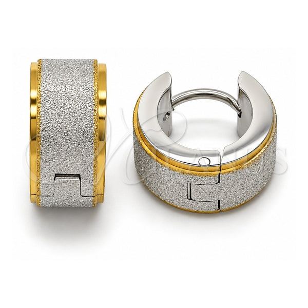 Stainless Steel Huggie Hoop, Matte Finish, Two Tone, 02.216.0033.15