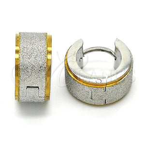 Stainless Steel Hoop Earrings — Huggie Hoop Matte Two Tone 02. — main product view — SKU 116796 | Acero Inoxidable aretes de aro — Huggie Hoop Matte Two Tone 02. — SKU 116796
