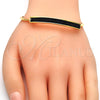 Oro Laminado Individual Bangle, Gold Filled Style with Black Crystal, Polished, Golden Finish, 07.308.0004.04 (03 MM Thickness, Size 4 (2.25 Diameter))
