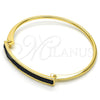 Oro Laminado Individual Bangle, Gold Filled Style with Black Crystal, Polished, Golden Finish, 07.308.0004.04 (03 MM Thickness, Size 4 (2.25 Diameter))