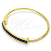 Oro Laminado Individual Bangle, Gold Filled Style with Black Crystal, Polished, Golden Finish, 07.308.0004.04 (03 MM Thickness, Size 4 (2.25 Diameter))