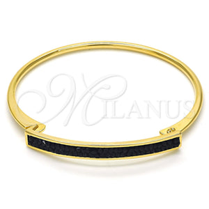 Gold Filled Jewelry — Individual Bangle with Black Crystal Polished 07. 03 — main product view — SKU 116823 | Oro Laminado joyería — Individual Bangle with negro cristal pulido 07. 03 — SKU 116823