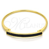 Oro Laminado Individual Bangle, Gold Filled Style with Black Crystal, Polished, Golden Finish, 07.308.0004.04 (03 MM Thickness, Size 4 (2.25 Diameter))