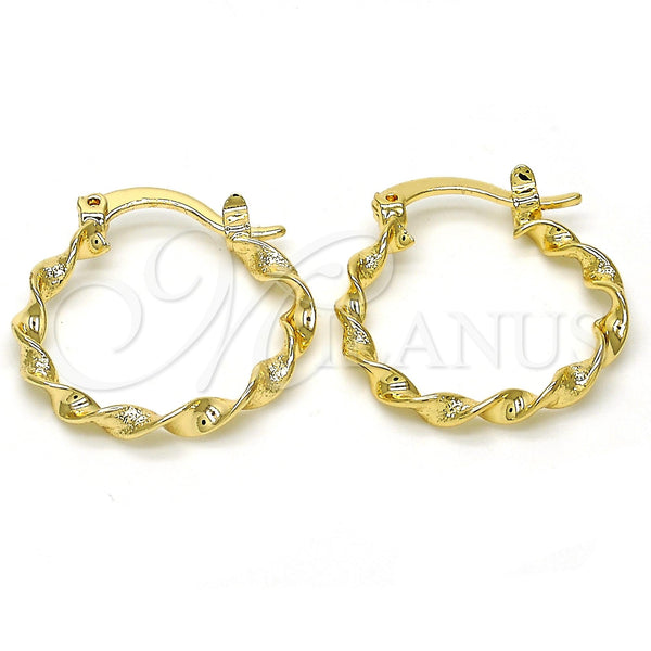 Gold Filled Hoop Earrings — Small Hoop Twist Design Matte 02.96. — main product view — SKU 116835 | Oro Laminado aretes de aro — Small Hoop Twist diseño Matte 02.96. — SKU 116835