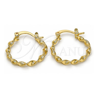 Oro Laminado Small Hoop, Gold Filled Style Twist Design, Matte Finish, Golden Finish, 02.96.0078.20