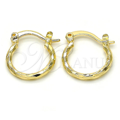 Oro Laminado Small Hoop, Gold Filled Style Diamond Cutting Finish, Golden Finish, 02.96.0079.15