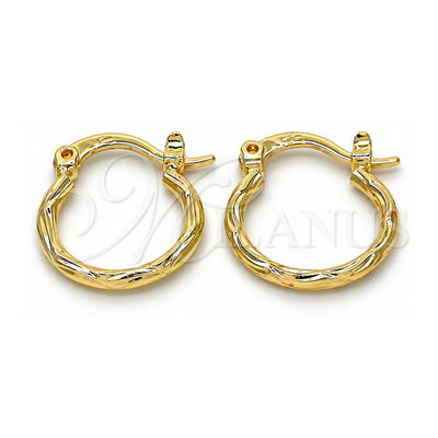 Oro Laminado Small Hoop, Gold Filled Style Diamond Cutting Finish, Golden Finish, 02.96.0080.15