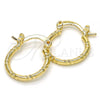 Oro Laminado Small Hoop, Gold Filled Style Diamond Cutting Finish, Golden Finish, 02.96.0088.15