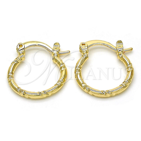 Gold Filled Hoop Earrings — Small Hoop Diamond Cutting 02.96. — main product view — SKU 116850 | Oro Laminado aretes de aro — Small Hoop Diamond Cutting 02.96. — SKU 116850