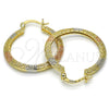 Oro Laminado Medium Hoop, Gold Filled Style Greek Key Design, Polished, Tricolor, 02.102.0040.30