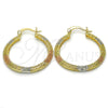 Oro Laminado Medium Hoop, Gold Filled Style Greek Key Design, Polished, Tricolor, 02.102.0040.30