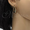 Oro Laminado Small Hoop, Gold Filled Style Diamond Cutting Finish, Tricolor, 02.102.0042.25