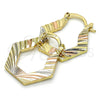 Oro Laminado Small Hoop, Gold Filled Style Diamond Cutting Finish, Tricolor, 02.102.0042.25