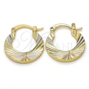 Gold Filled Hoop Earrings — Small Hoop Diamond Cutting Tricolor 02. — main product view — SKU 116866 | Oro Laminado aretes de aro — Small Hoop Diamond Cutting Tricolor 02. — SKU 116866